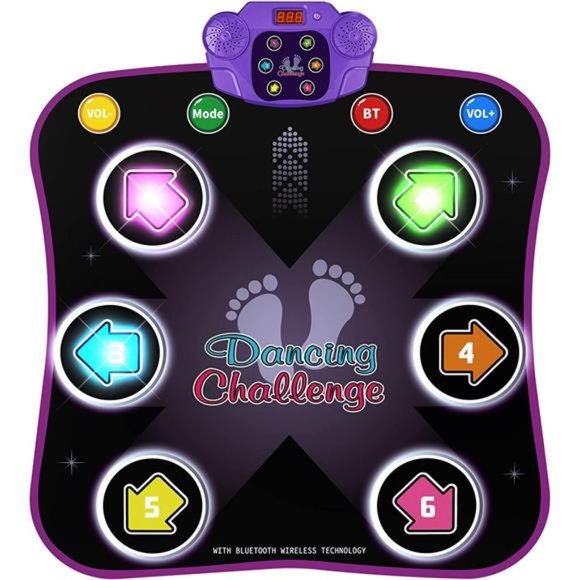 Dance Mat Toys for 3-12 Year Old Kids Electronic Dance Pad w/ Light-up 6-Button